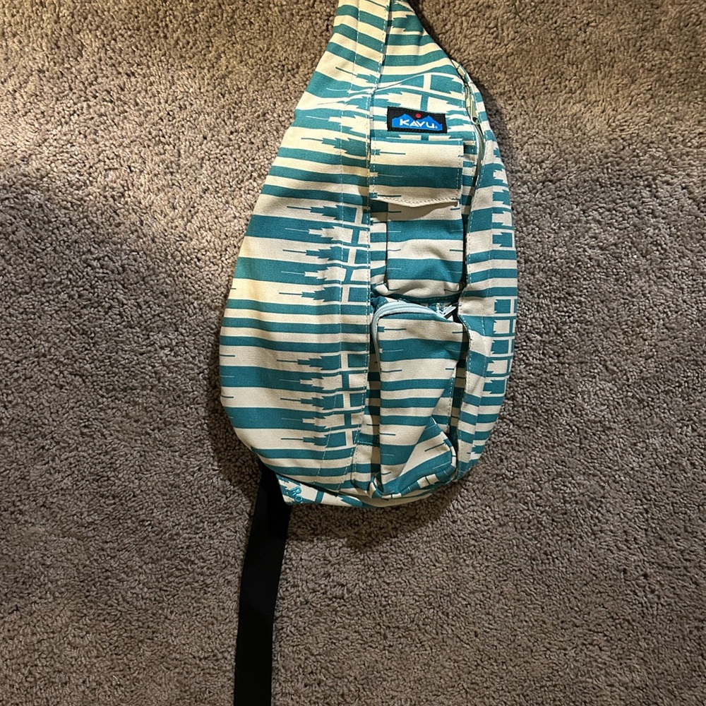 Kavu Teal and White Sling Bag